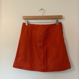 Vintage Gianni Versace 100% Leather Orange Mini Skirt